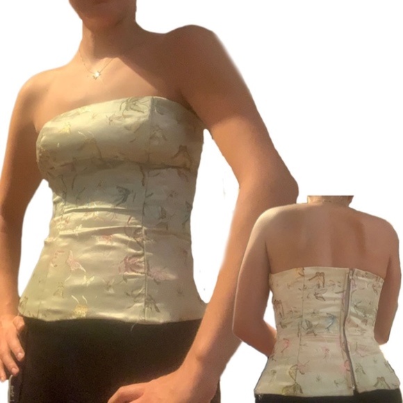 Delfin Tops - Delfin vintage Silk, Flare out Butterfly Bustier